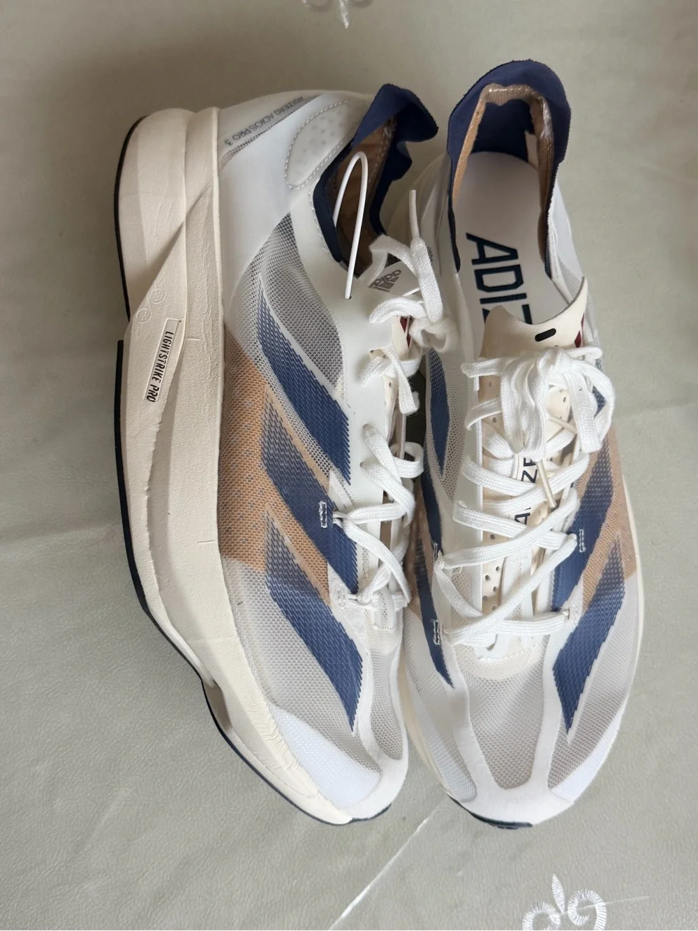 adidas White and Navy Mesh Running Shoes